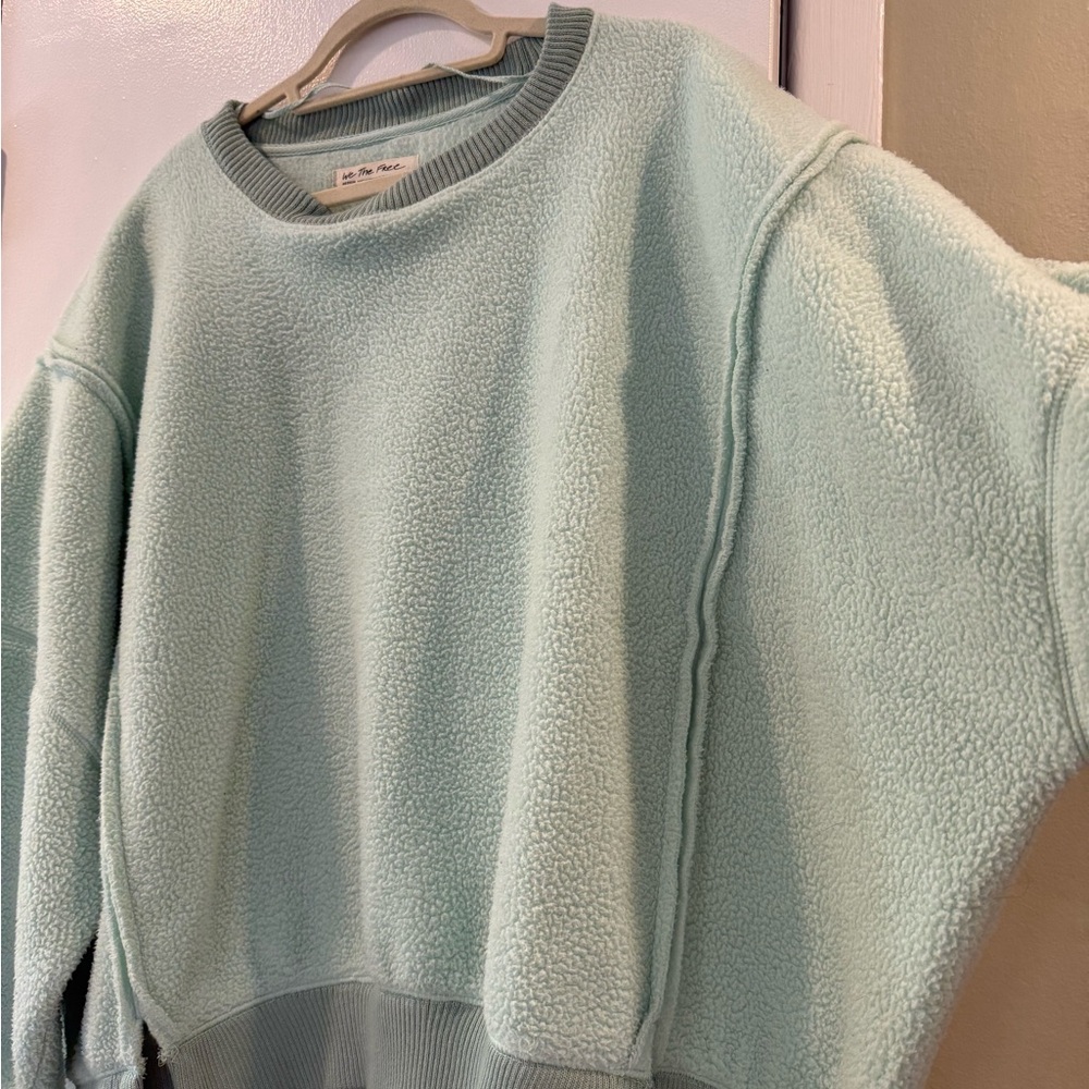 We The Free Camden Fleece Light Green Women's Crew Neck Sweater - Picture 4 of 5